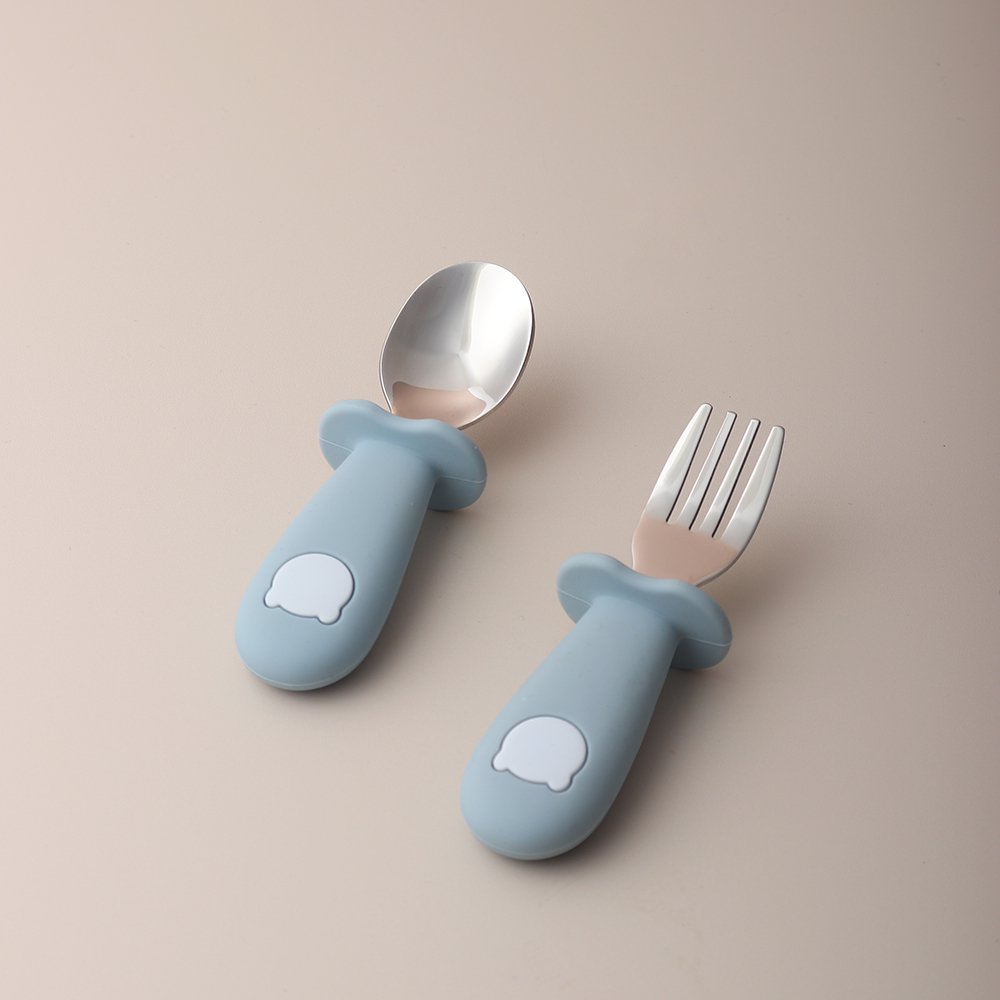 Baby Food Utensils - Baby Panda-vormige siliconen lepel en vork